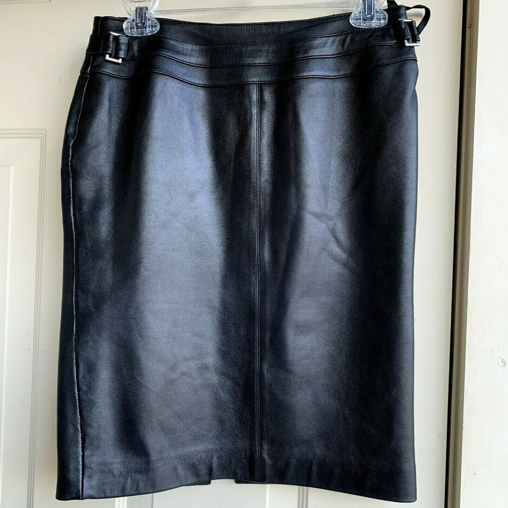 Valerie genuine black leather pencil skirt size 4